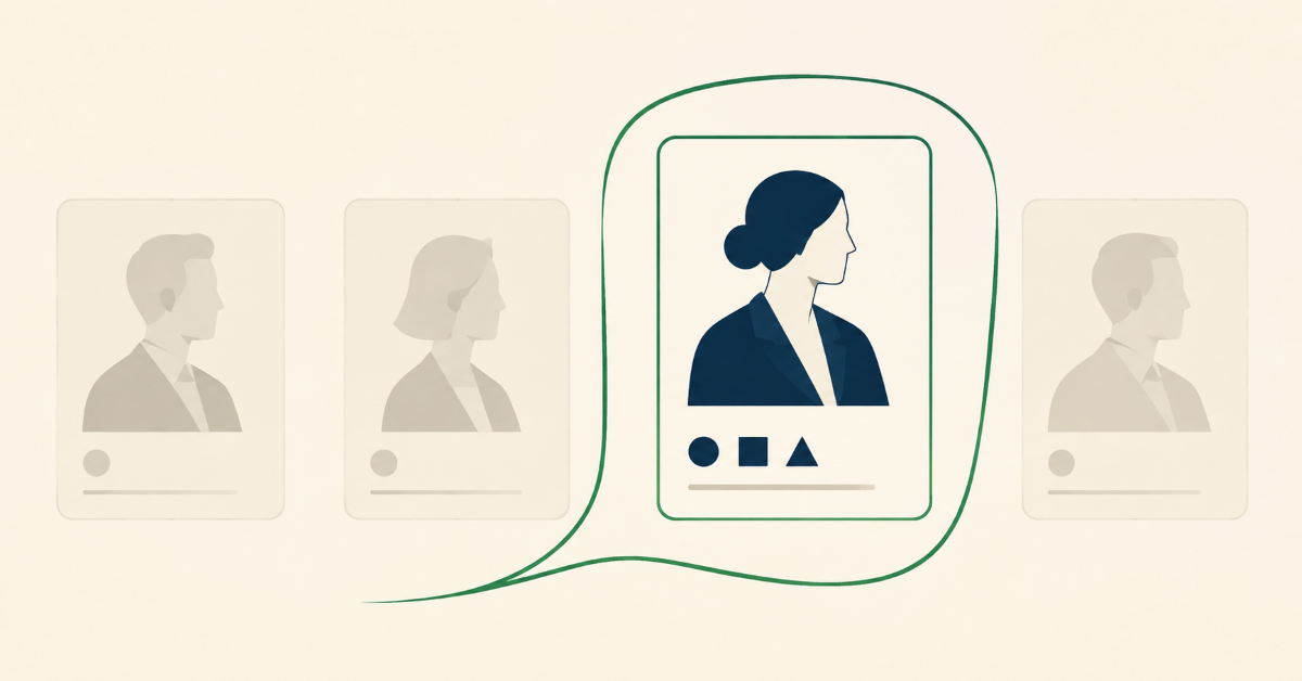 AI recommendation highlighting one lawyer among several professional profiles.